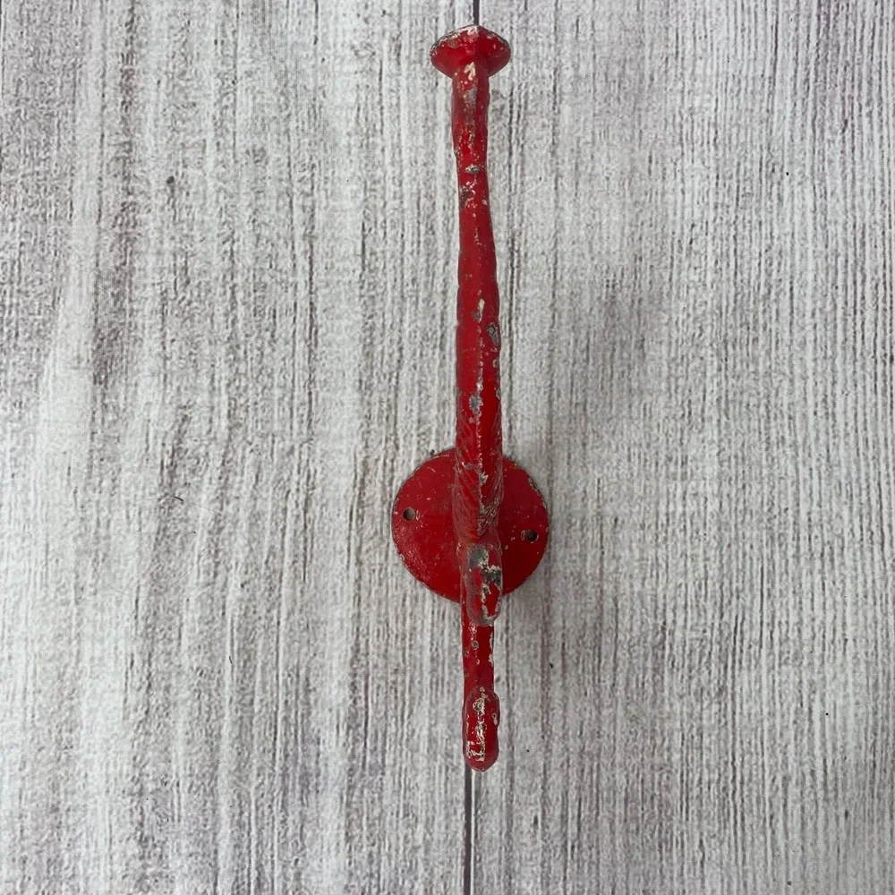 Antique Victorian Cast Iron Red Koi Fish Hat Coat Entryway Hook Nautical